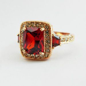 Cocktail Hour Retro Faux Ruby Statement Ring